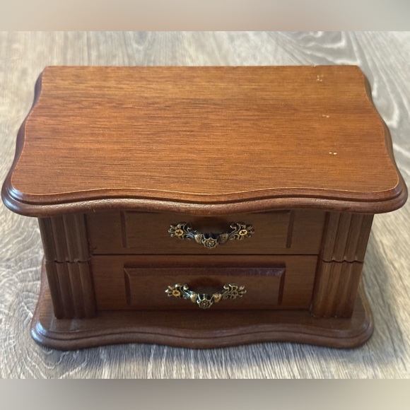 Wooden Jewelry Box Blush Interior Gold Accents - Picture 12 of 12